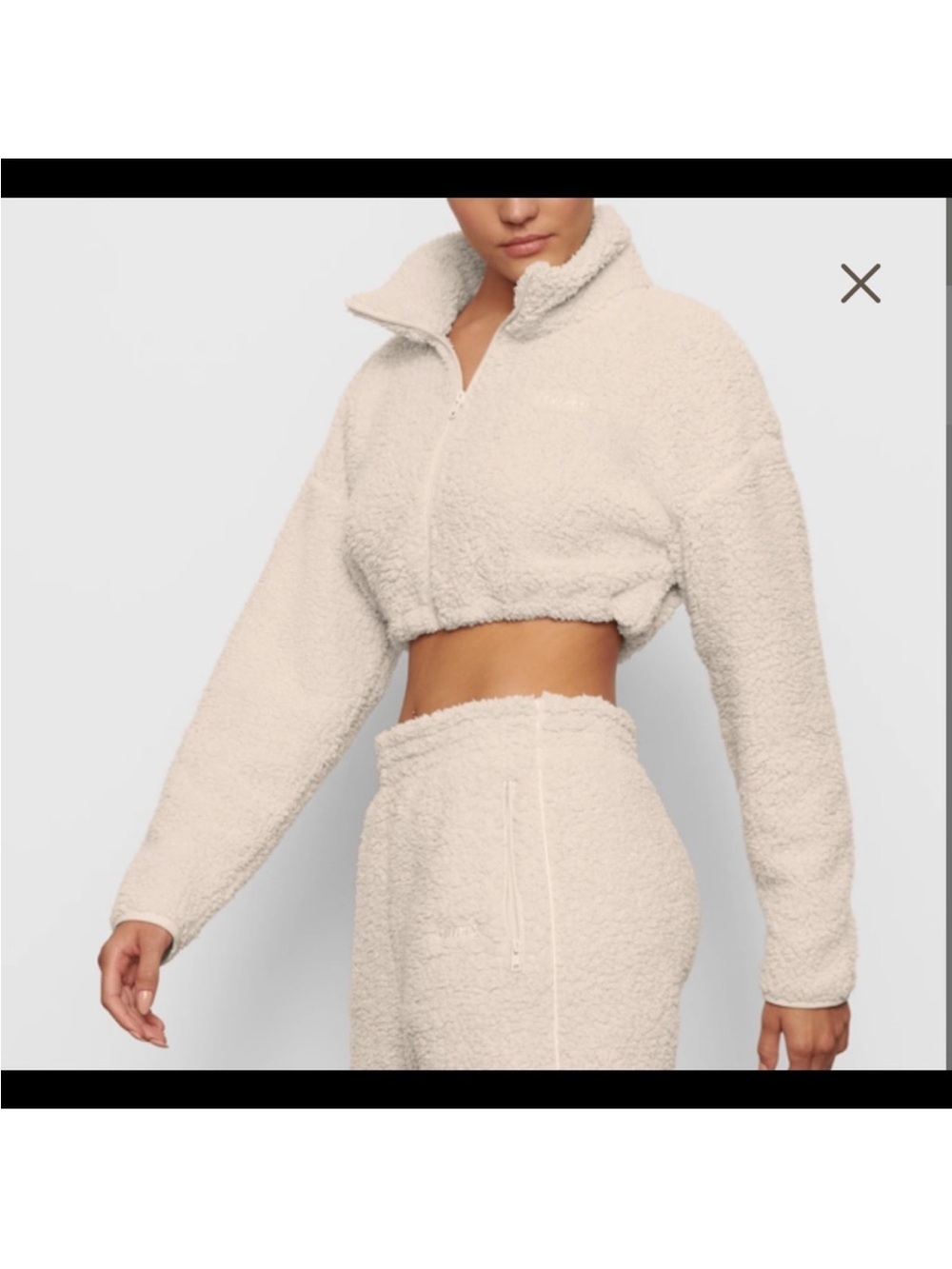 SKIMS Cropped Teddy Zip Jacket - Ivory - Picture 2 of 7